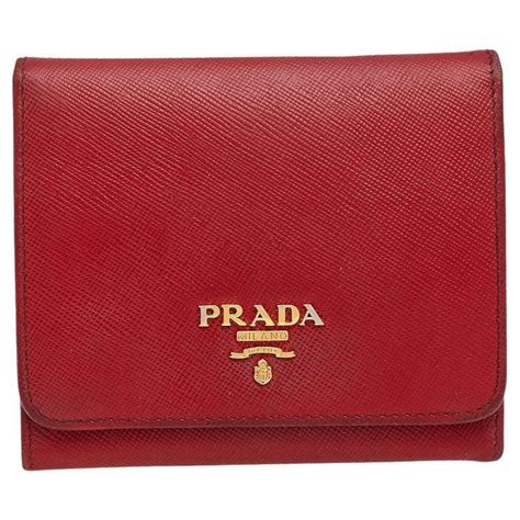 red prada walet|Prada red saffiano wallet.